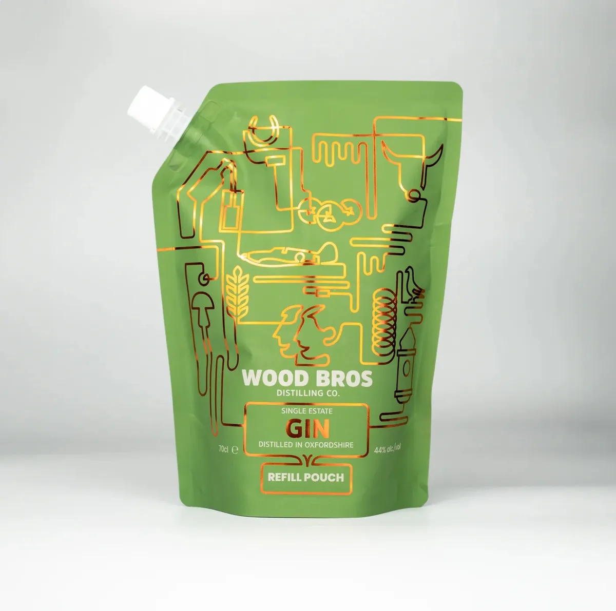 Wood Bros Heritage Gin 70cl POUCH, another view